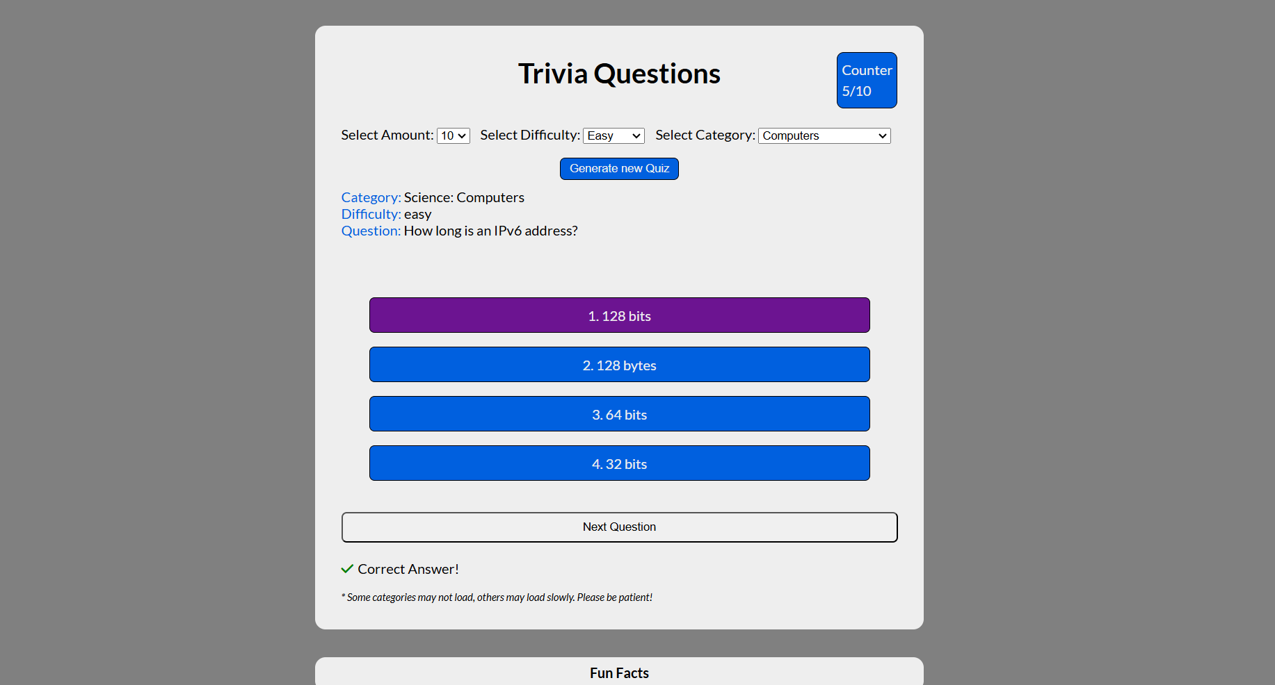 Trivia Quiz Project